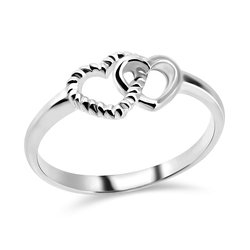 Double Hearts Silver Ring NSR-456